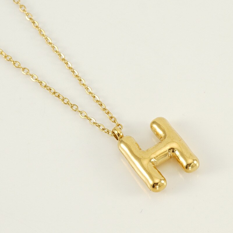 Gold color / 1 Piece Simple Series Simple Letter H Stainless Steel 18K Gold Plated Women's Pendant Necklaces Picture8